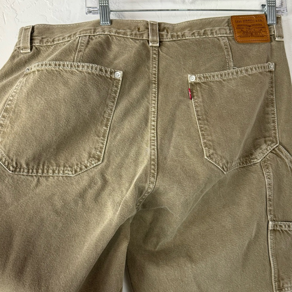 Levis Premium Jeans Denim Pants Dad Utility Cargo Carpenter Khaki Brown Cotton - Picture 8 of 11